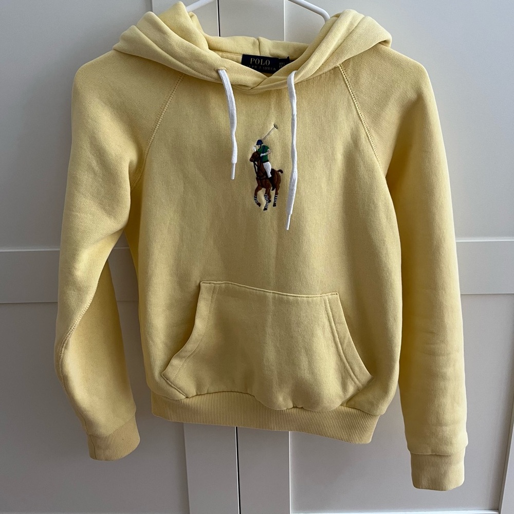 Ralph Lauren big pony fleece yellow hoodie xxs